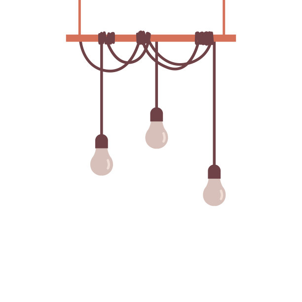 室内照明灯具挂线，平面矢量插图孤立。图片下载