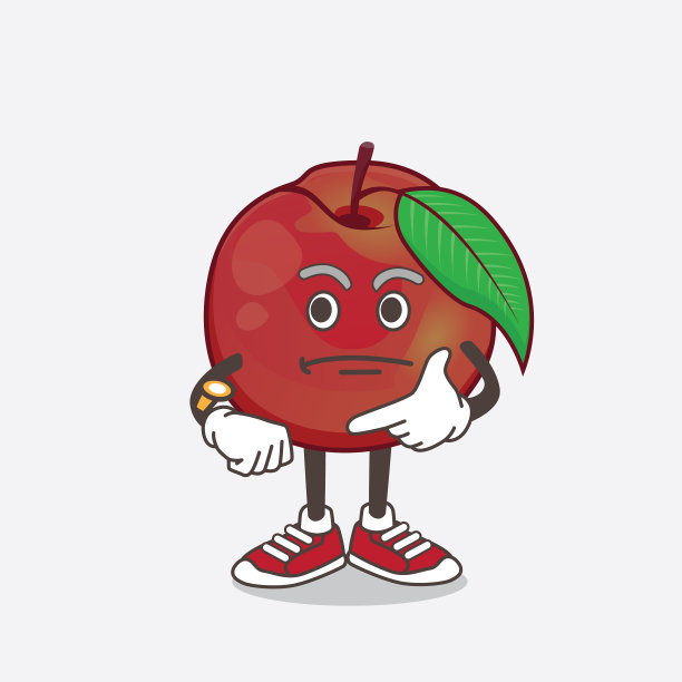 卡通人物油桃水果上的吉祥物图片下载