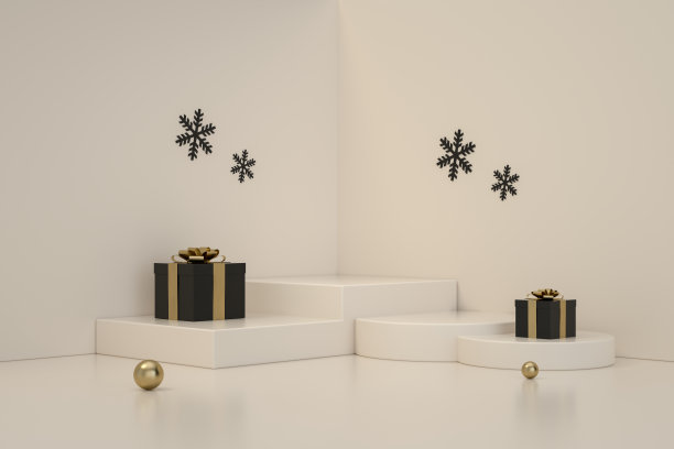 圣诞装饰品与讲台，平台，最小的设计图片下载