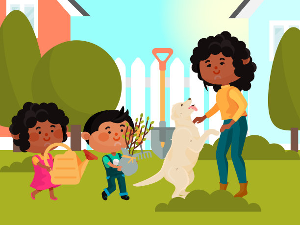 黑人角色家庭母亲女儿和儿子图片下载