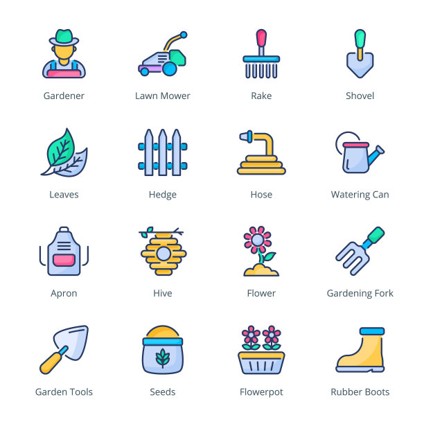 园艺填充线图标图片下载