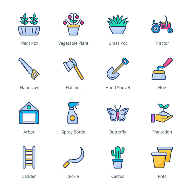 园艺填充线图标图片下载