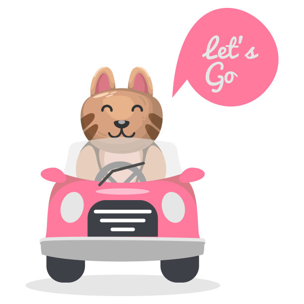 猫开车卡通图片下载