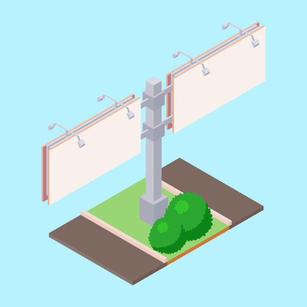 道路附近的绿地上的等距广告牌，用于户外广告。图片下载
