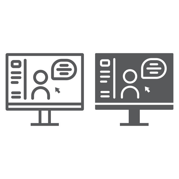 在线课程线和字形图标教育和图片下载