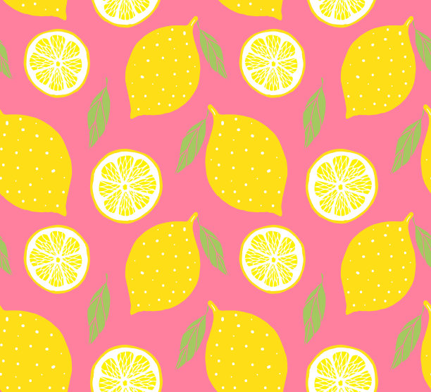 矢量无缝模式黄色手绘涂鸦素描柠檬图片下载