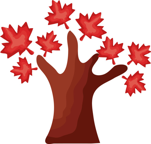枫树和枫叶加拿大扁平风格图片下载