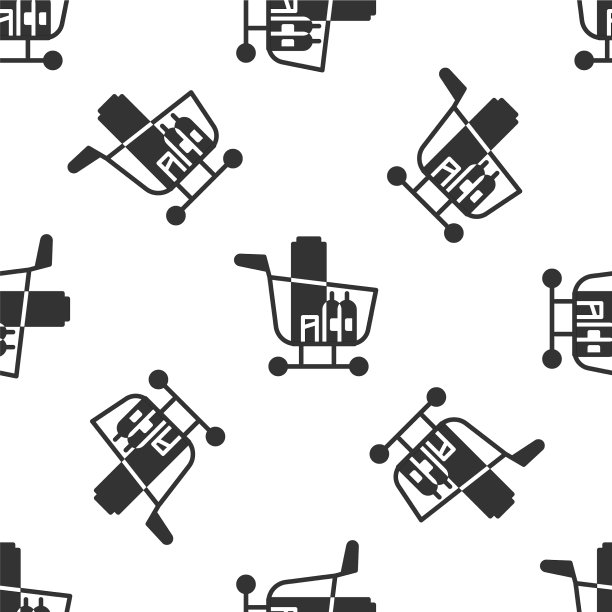 灰色购物车和食品图标隔离无缝图片下载