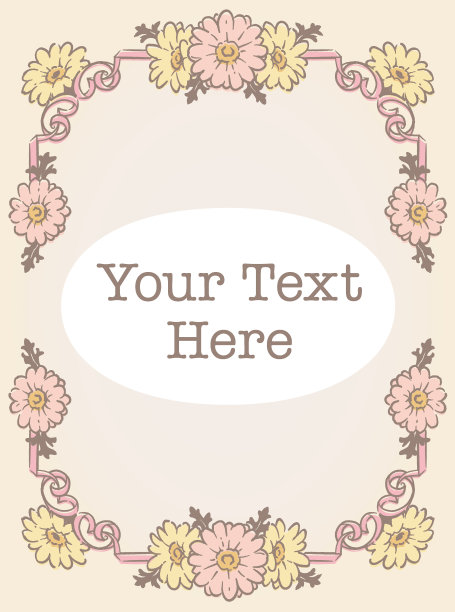 装饰优雅的框架与非洲菊花在古董和复古风格。矢量插图。图片下载