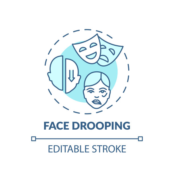 脸下垂的蓝绿色概念图标图片下载