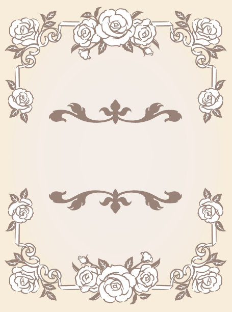 装饰优雅的框架与玫瑰花在古董和复古风格。矢量插图。图片下载