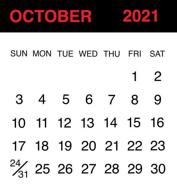 2021年10月日历图片下载