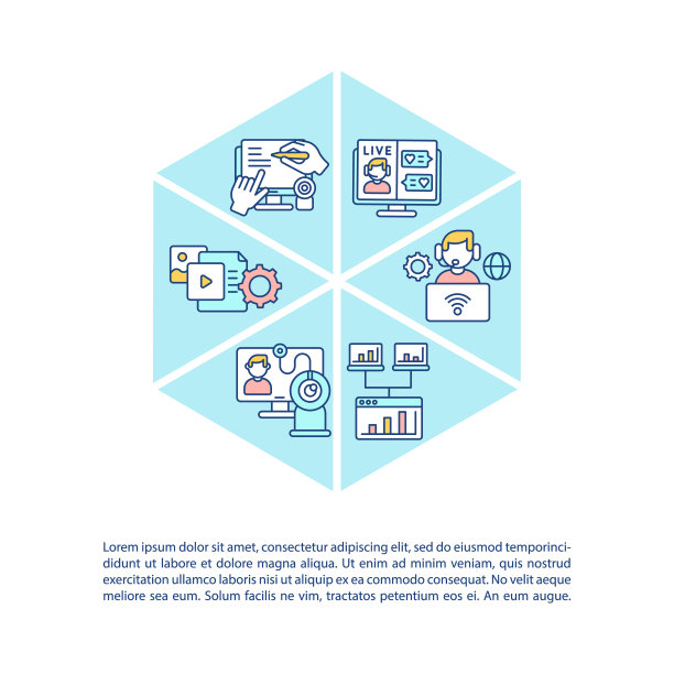 带有文本的在线协作概念图标图片下载