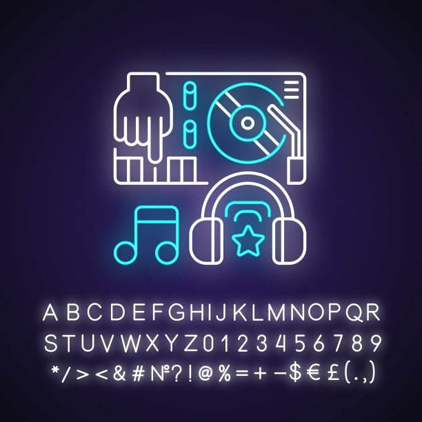 电子音乐霓虹灯图标图片下载