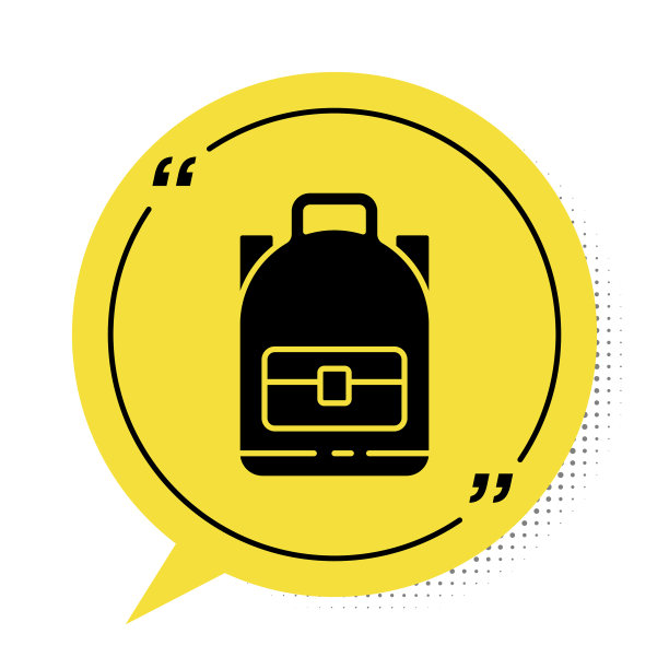 黑色徒步背包图标孤立在白色图片下载