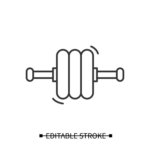 运动滚子图标。腹部身体训练和体操设备简单矢量插图图片下载