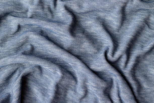 棉质针织物质地。皱巴巴的蓝色纺织品背景图片下载