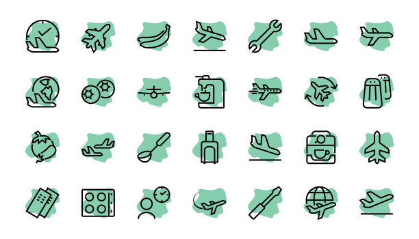 一个简单的设置机场相关的行图标图片下载