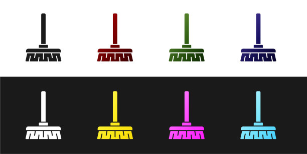 设置手柄扫帚图标隔离在黑色和白色图片下载