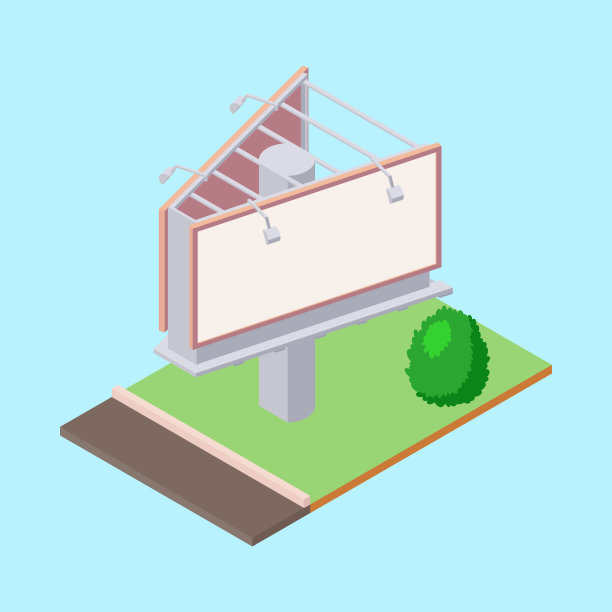 道路附近的绿地上的等距广告牌，用于户外广告。图片下载