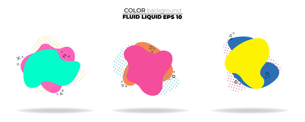 流体形状矢量集。梯度液体与霓虹灯颜色，项目的设计，传单，persentation，礼品卡，海报在墙上，着陆页，封面，横幅，社交媒体张贴图片下载