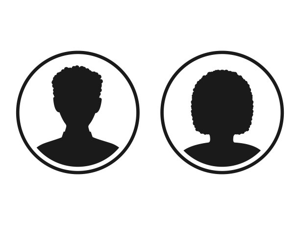 男人和女人头剪影的企业图标集。图片下载
