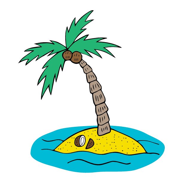 海中央的椰子树图片下载