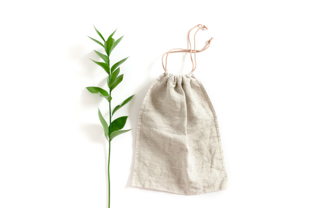 Ruscus树枝和帆布包图片下载