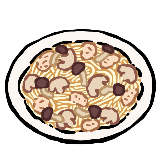 意大利面条真菌插图:手绘矢量插图，像木版印刷图片下载