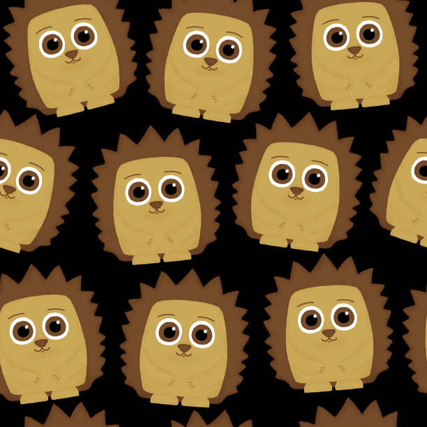 无缝模式与刺猬在一个黑色的背景图片下载