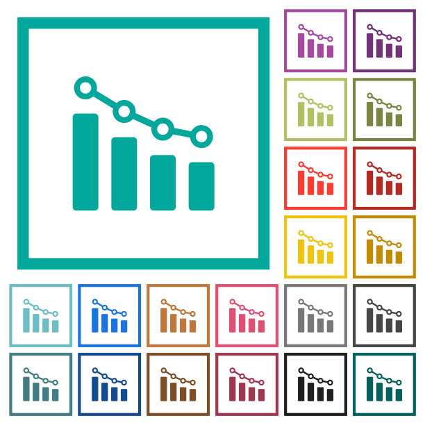 带圆和线的条形图，带象限框架的单色图标图片下载