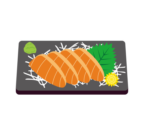 鲑鱼生鱼片矢量图图片下载