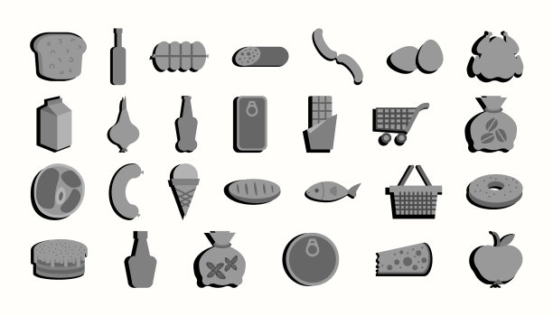 食品图标设置杂货店单色图片下载