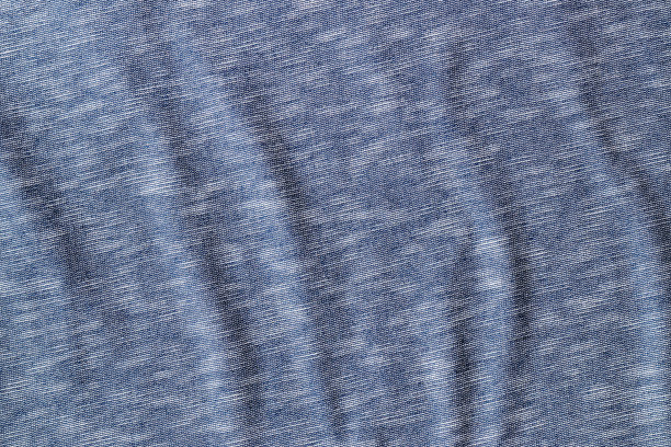 棉质针织物质地。皱巴巴的蓝色纺织品背景图片下载
