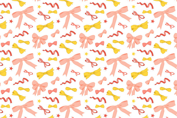 可爱的蝴蝶结图案。手绘彩色蝴蝶结背景。图片下载