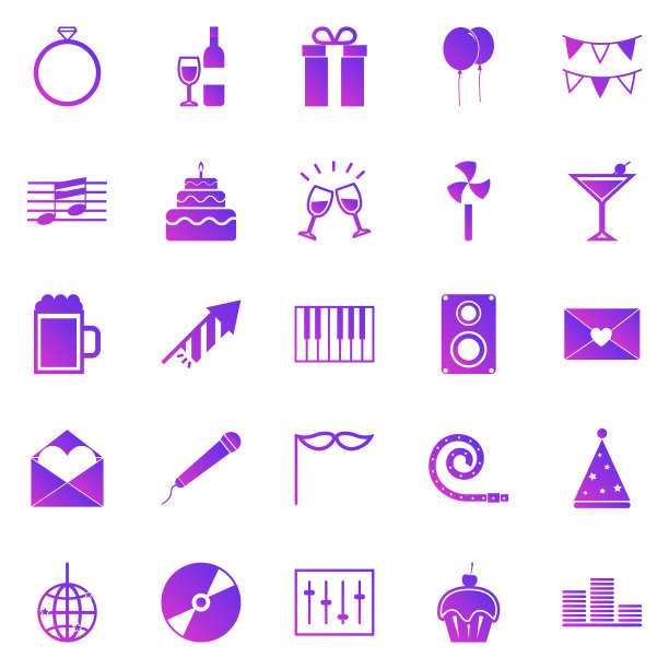 庆祝渐变图标在白色背景图片下载