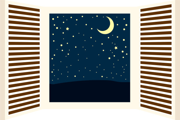 晚上打开窗框图片下载