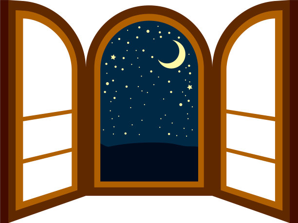 晚上打开窗框图片下载