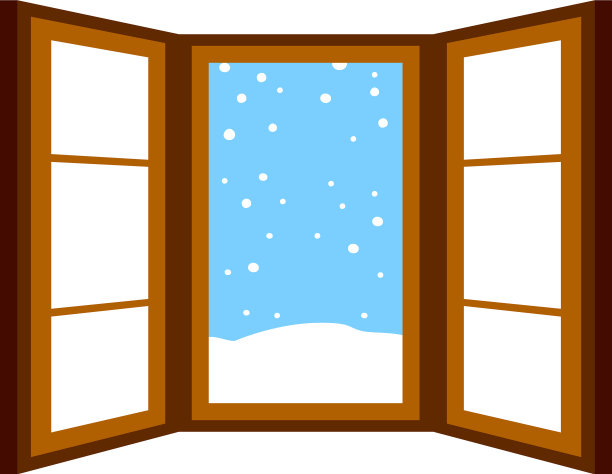 打开窗框，飘着雪花图片下载