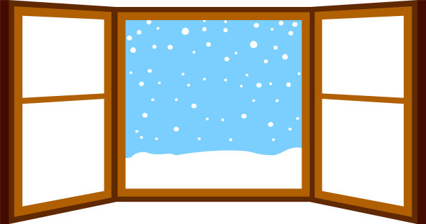 打开窗框，飘着雪花图片下载