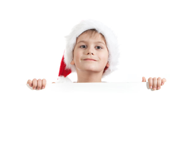 男孩圣诞老人拿着圣诞海报图片下载