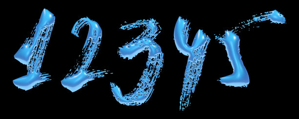 3d字母，液体油漆效果，数字12345,3d插图图片下载