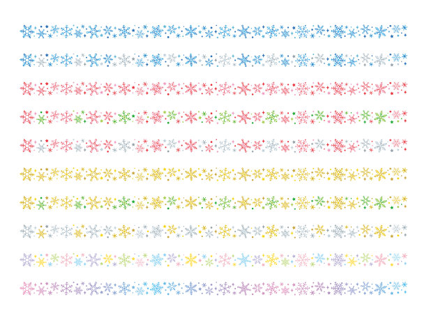 雪花装饰插画线，圣诞素材。图片下载