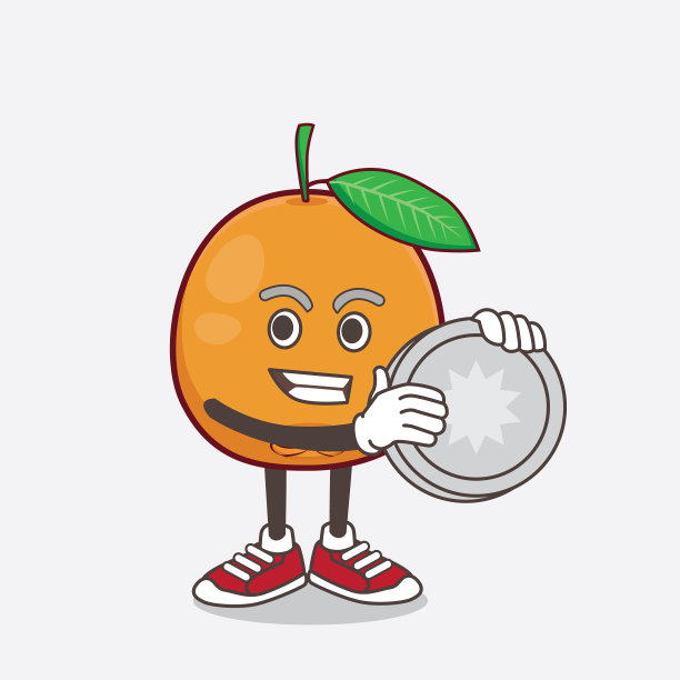 脐橙卡通吉祥物人物抱着一个图片下载