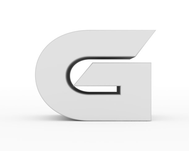 字母G -白色灰色未来主义3d字体孤立在白色背景图片下载