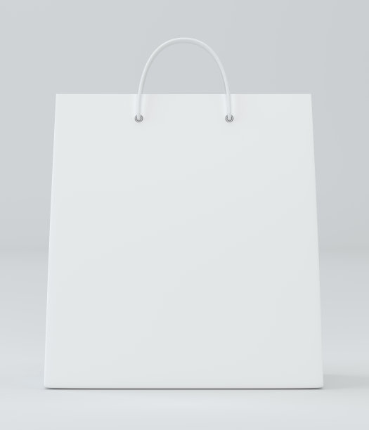 纸购物袋在白色的工作室背景。三维渲染图片下载