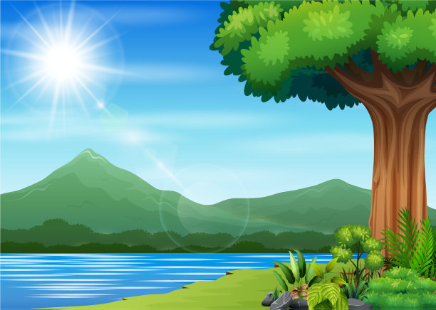 自然景观与河流和高山背植图片下载