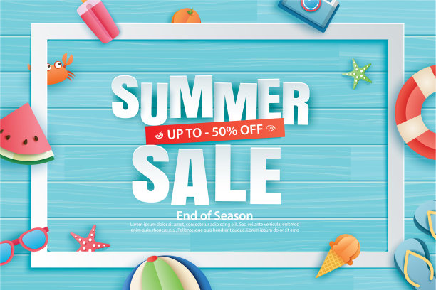 夏季大减价用装饰折纸上的蓝色图片下载