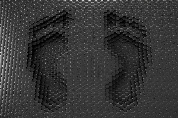 矩阵上有人类脚印。黑色的主题。图片下载