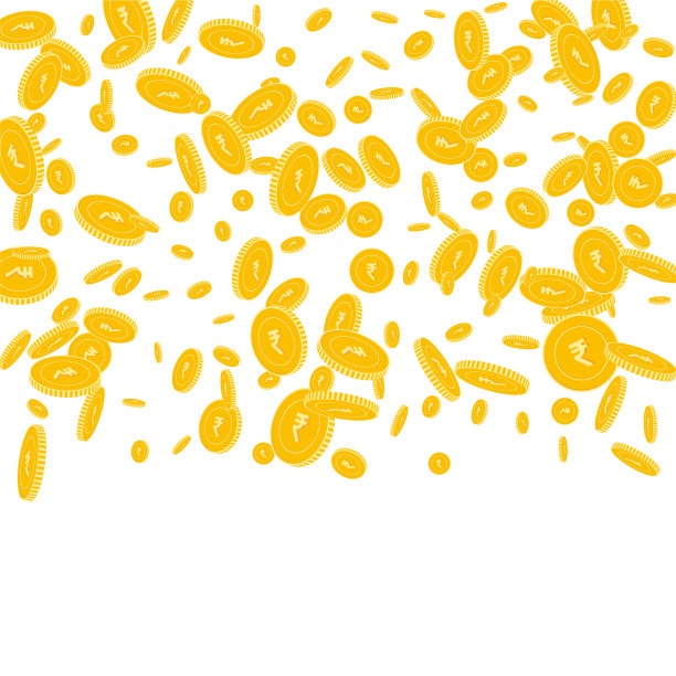 印度卢比硬币散落乱落图片下载